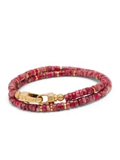 Nialaya Red Howlite Heishi Wrap Bracelet