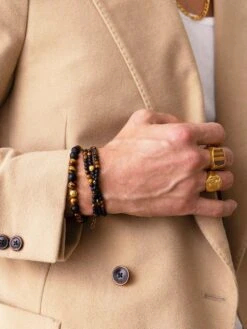 Nialaya The Mykonos Collection - Brown Tiger Eye, Matte Onyx, And Gold 7 Nialaya The Mykonos Collection - Brown Tiger Eye, Matte Onyx, And Gold -Nialaya Jewelry Store nialaya men s beaded bracelet the mykonos collection brown tiger eye matte onyx and gold 30401787494472