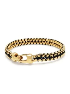 Nialaya Black Woven Box Chain Bracelet In Gold -Nialaya Jewelry Store nialaya men s bracelet men s black woven 8 mm box chain bracelet in gold men s black woven 8 mm box chain bracelet in gold 30893167804488