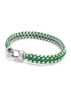 Nialaya Green Woven Box Chain Bracelet In Silver -Nialaya Jewelry Store nialaya men s bracelet men s green woven 8 mm box chain bracelet in silver men s green woven 8 mm box chain bracelet in silver 30893147160648