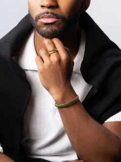 Nialaya Green Woven Box Chain Bracelet In Gold -Nialaya Jewelry Store nialaya men s bracelet men s green woven 8mm box chain bracelet in gold men s green woven 8mm box chain bracelet in gold 30909922345032