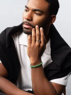 Nialaya Green Woven Box Chain Bracelet In Silver -Nialaya Jewelry Store nialaya men s bracelet men s green woven 8mm box chain bracelet in silver men s green woven 8mm box chain bracelet in silver 30909921820744