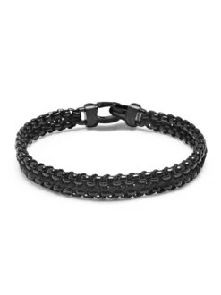 Nialaya Total Black Woven Box Chain Bracelet