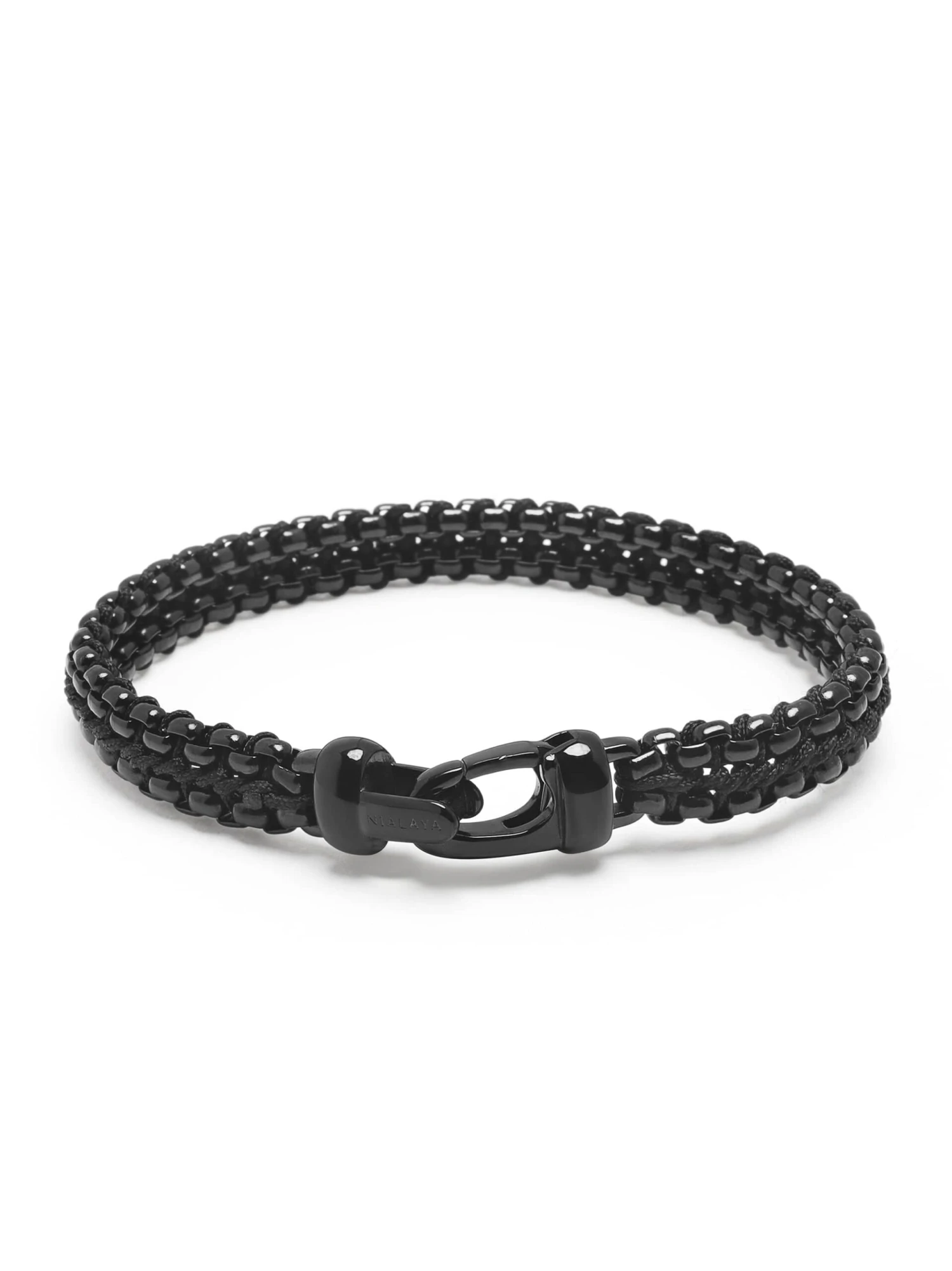 Nialaya Total Black Woven Box Chain Bracelet 4 Nialaya Total Black Woven Box Chain Bracelet - Image 4