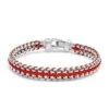 Nialaya Red Woven Box Chain Bracelet In Silver