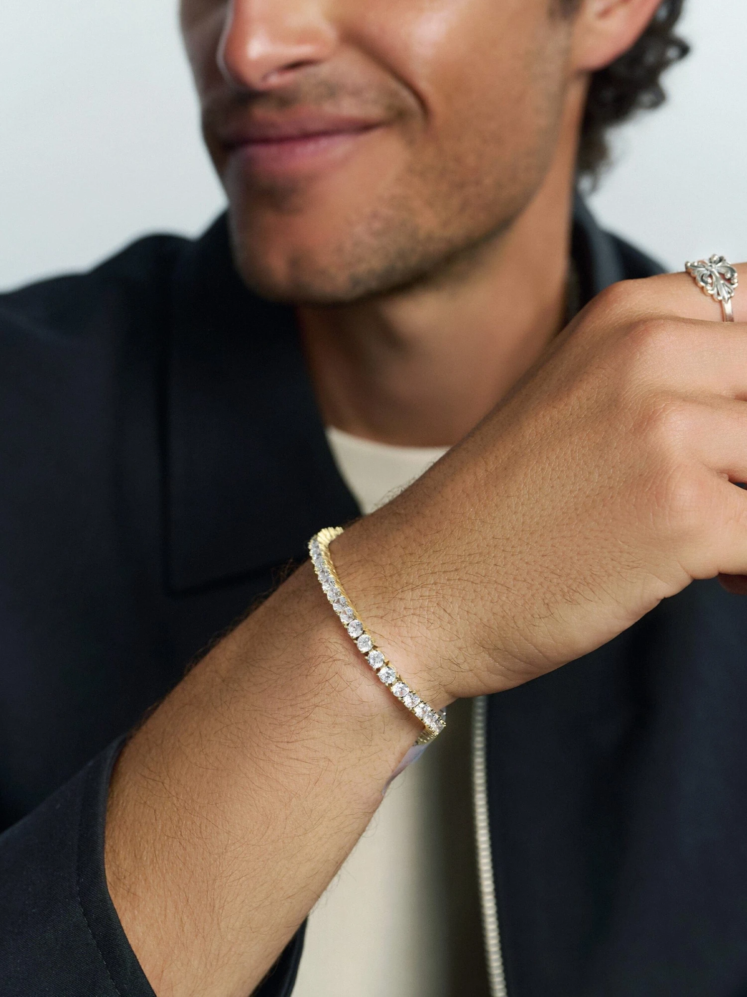 Nialaya Tennis Bracelet With Gold 2 Nialaya Tennis Bracelet With Gold - Image 2