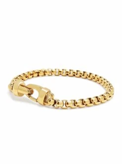 Nialaya Gold Box Chain Classic Bracelet -Nialaya Jewelry Store nialaya men s chain bracelet 5 mm gold box chain classic bracelet 5 mm gold box chain classic bracelet 30903685054536