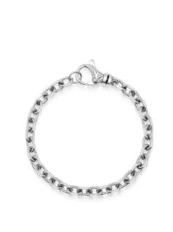 Nialaya Men's Silver 6mm Cable Chain Bracelet