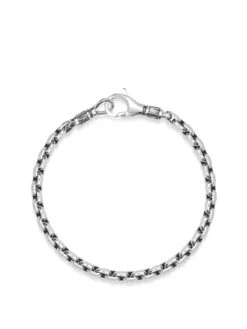Nialaya Men's Sterling Silver 4mm Round Link Chain Bracelet