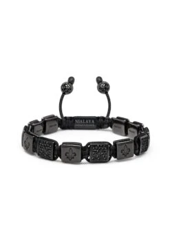 Nialaya Men's Ceramic Flatbead Bracelet In Black
