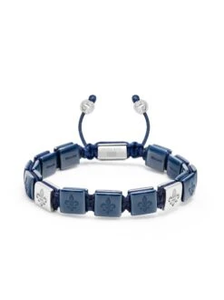 Nialaya Men's Ceramic Flatbead Bracelet In Blue And Sterling Silver