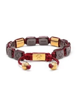 Nialaya Men's Ceramic Flatbead Bracelet In Dark Red And Gold -Nialaya Jewelry Store nialaya men s flatbead bracelet men s ceramic flatbead bracelet in dark red and gold 29828649123912