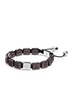 Nialaya Men's Ceramic Flatbead Bracelet In Dark Red And Sterling Silver -Nialaya Jewelry Store nialaya men s flatbead bracelet men s ceramic flatbead bracelet in dark red and sterling silver 30641462313032
