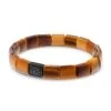 Nialaya Men's Wristband With Brown Tiger Eye And Black CZ Diamond Flatbeads