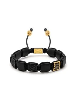 Nialaya The CZ Flatbead Collection - Black Onyx And Black CZ