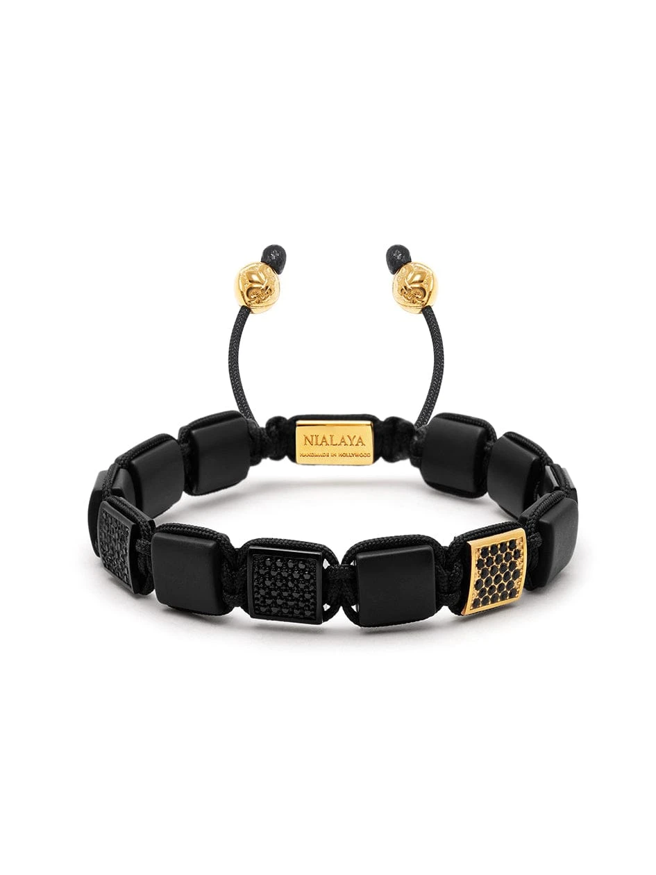Nialaya The CZ Flatbead Collection - Black Onyx And Black CZ 1 Nialaya The CZ Flatbead Collection - Black Onyx And Black CZ