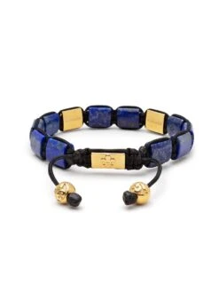 Nialaya The CZ Flatbead Collection - Blue Lapis And Black CZ -Nialaya Jewelry Store nialaya men s flatbead bracelet the cz flatbead collection blue lapis and black cz 28969956737096