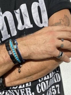 Nialaya The Dorje Flatbead Collection - Matte Onyx And Silver -Nialaya Jewelry Store nialaya men s flatbead bracelet the dorje flatbead collection matte onyx and silver 13568901185608