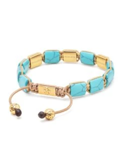 Nialaya The Dorje Flatbead Collection - Turquoise And Gold -Nialaya Jewelry Store nialaya men s flatbead bracelet the dorje flatbead collection turquoise and gold 28799435210824