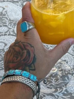 Nialaya The Dorje Flatbead Collection - Turquoise And Silver -Nialaya Jewelry Store nialaya men s flatbead bracelet the dorje flatbead collection turquoise and silver 28958266228808