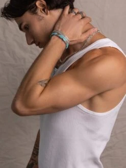 Nialaya The Dorje Flatbead Collection - Turquoise And Silver -Nialaya Jewelry Store nialaya men s flatbead bracelet the dorje flatbead collection turquoise and silver 30325930131528