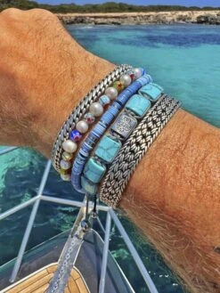 Nialaya The Dorje Flatbead Collection - Turquoise And Silver -Nialaya Jewelry Store nialaya men s flatbead bracelet the dorje flatbead collection turquoise and silver 30435183231048