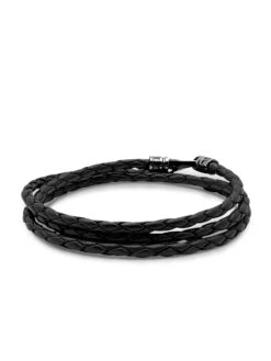 Nialaya Men's Black Wrap Around Leather Bracelet -Nialaya Jewelry Store nialaya men s leather bracelet men s black wrap around leather bracelet 167851622409