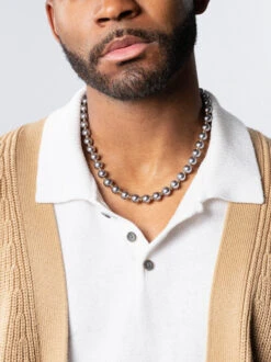 Nialaya 10mm Metallic Pearl Necklace With Gold -Nialaya Jewelry Store nialaya men s necklace 10mm metallic pearl necklace with gold 10mm metallic pearl necklace with gold 20 inches 50 8 cm mnec 389 30922601037896