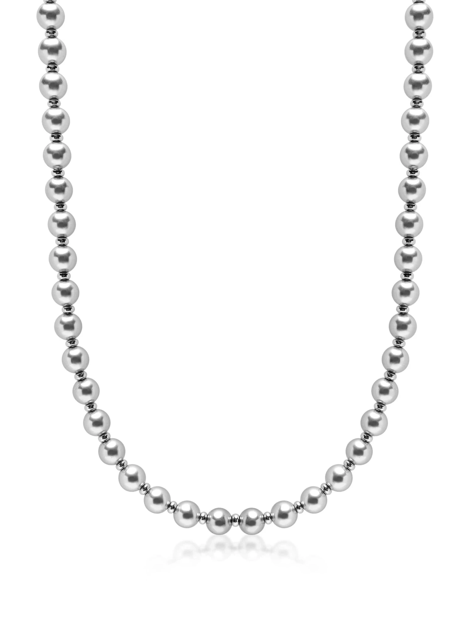 Nialaya 8mm Metallic Pearl Necklace With Silver 1 Nialaya 8mm Metallic Pearl Necklace With Silver