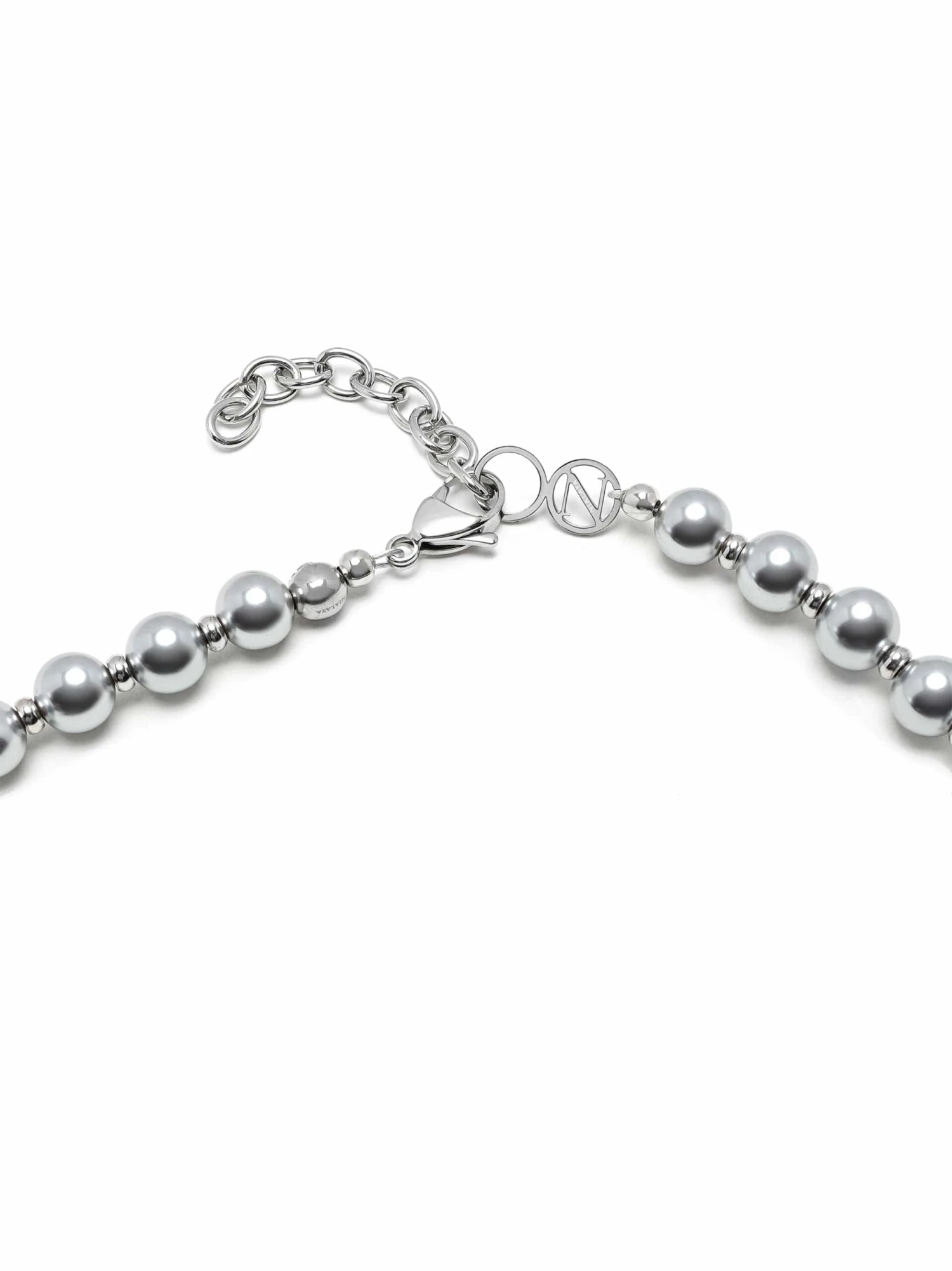 Nialaya 8mm Metallic Pearl Necklace With Silver 5 Nialaya 8mm Metallic Pearl Necklace With Silver - Image 5