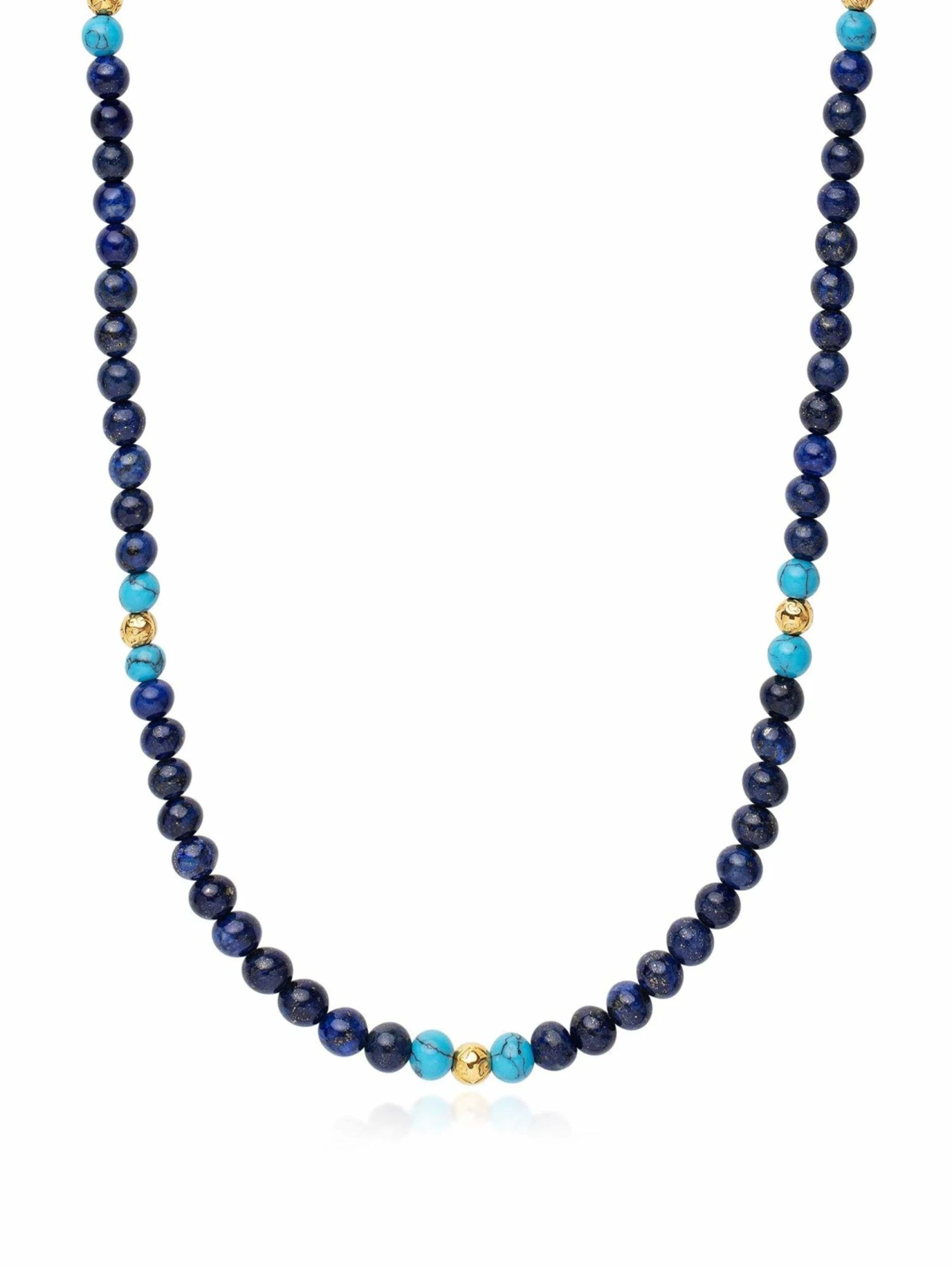 Nialaya Beaded Necklace With Blue Lapis, Turquoise, And Gold 1 Nialaya Beaded Necklace With Blue Lapis, Turquoise, And Gold
