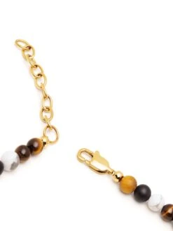 Nialaya Beaded Necklace With Brown Tiger Eye, Howlite, And Onyx -Nialaya Jewelry Store nialaya men s necklace beaded necklace with brown tiger eye howlite and onyx 24 inches 60 96 cm mnec 228 29131970248776