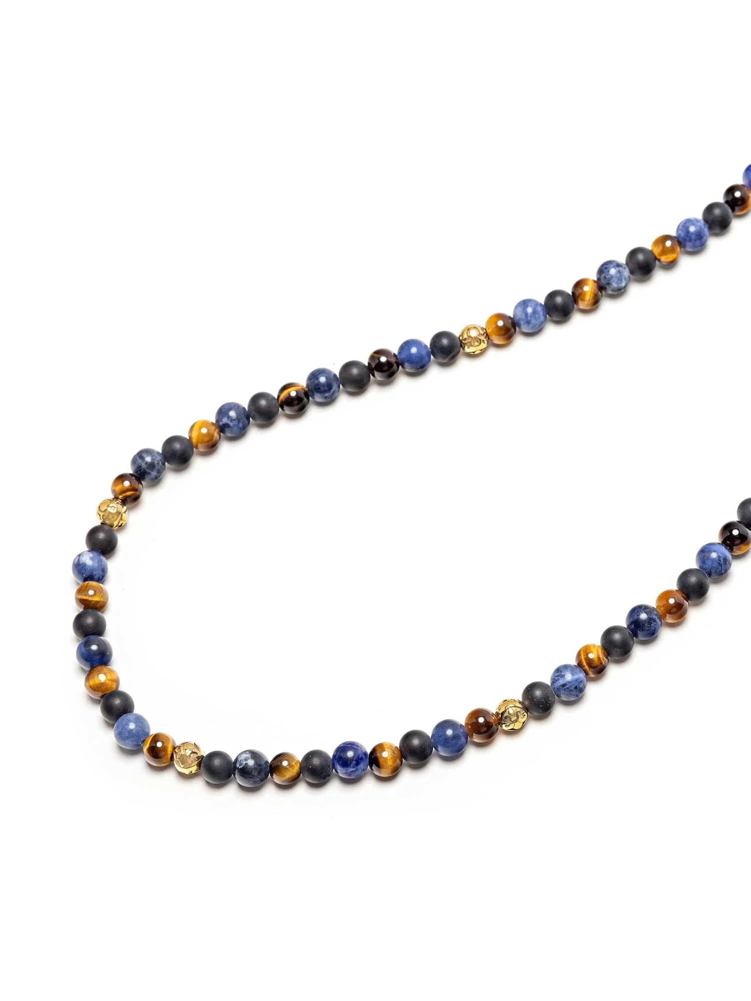 Nialaya Beaded Necklace With Dumortierite, Brown Tiger Eye, And Gold 3 Nialaya Beaded Necklace With Dumortierite, Brown Tiger Eye, And Gold - Image 3
