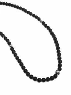 Nialaya Beaded Necklace With Matte Onyx And Silver -Nialaya Jewelry Store nialaya men s necklace beaded necklace with matte onyx and silver 24 inches 60 96 cm mnec 232 29112215863368