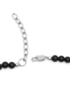 Nialaya Beaded Necklace With Matte Onyx And Silver -Nialaya Jewelry Store nialaya men s necklace beaded necklace with matte onyx and silver 24 inches 60 96 cm mnec 232 29112216125512