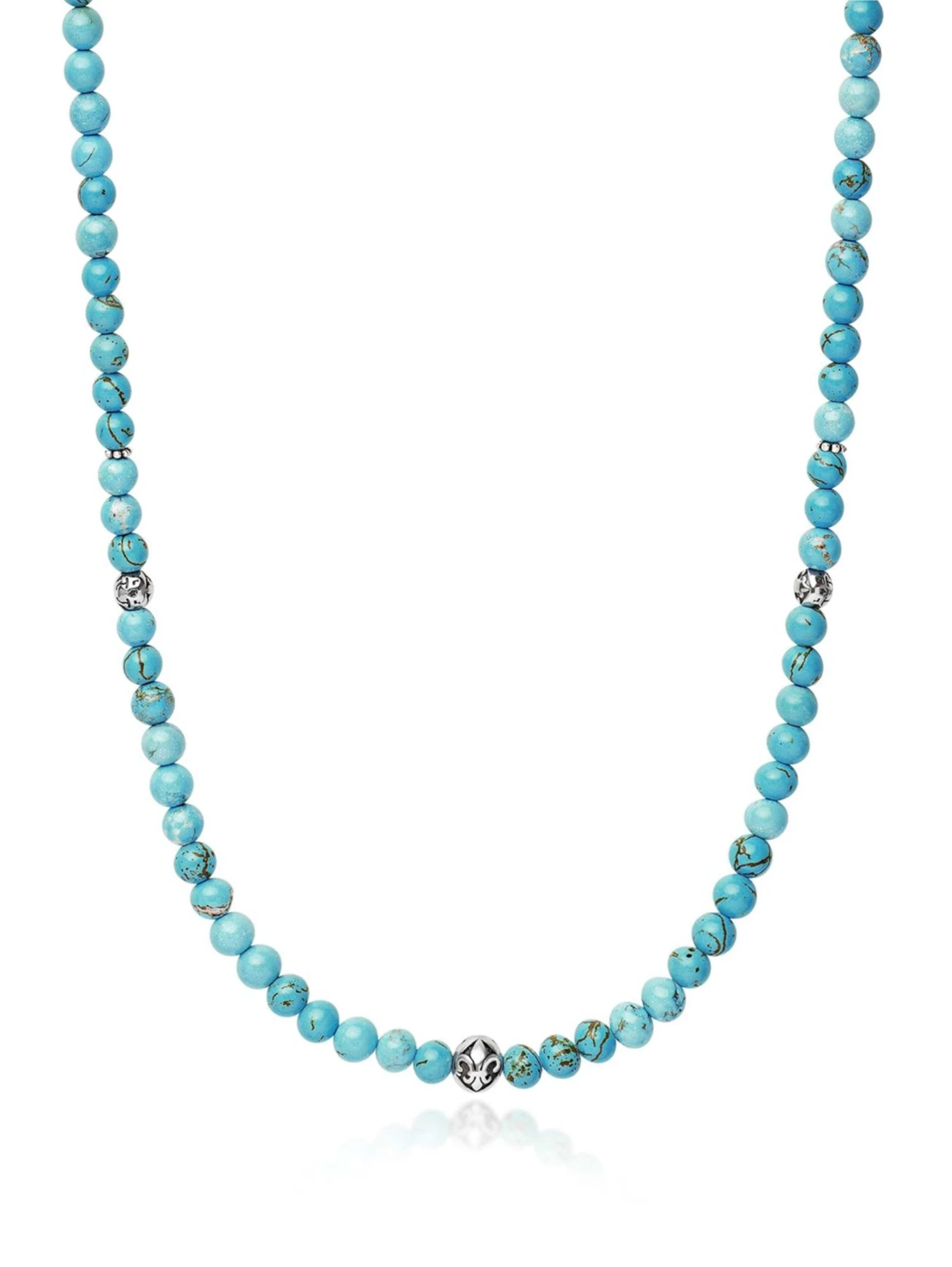 Nialaya Beaded Necklace With Turquoise And Silver 1 Nialaya Beaded Necklace With Turquoise And Silver