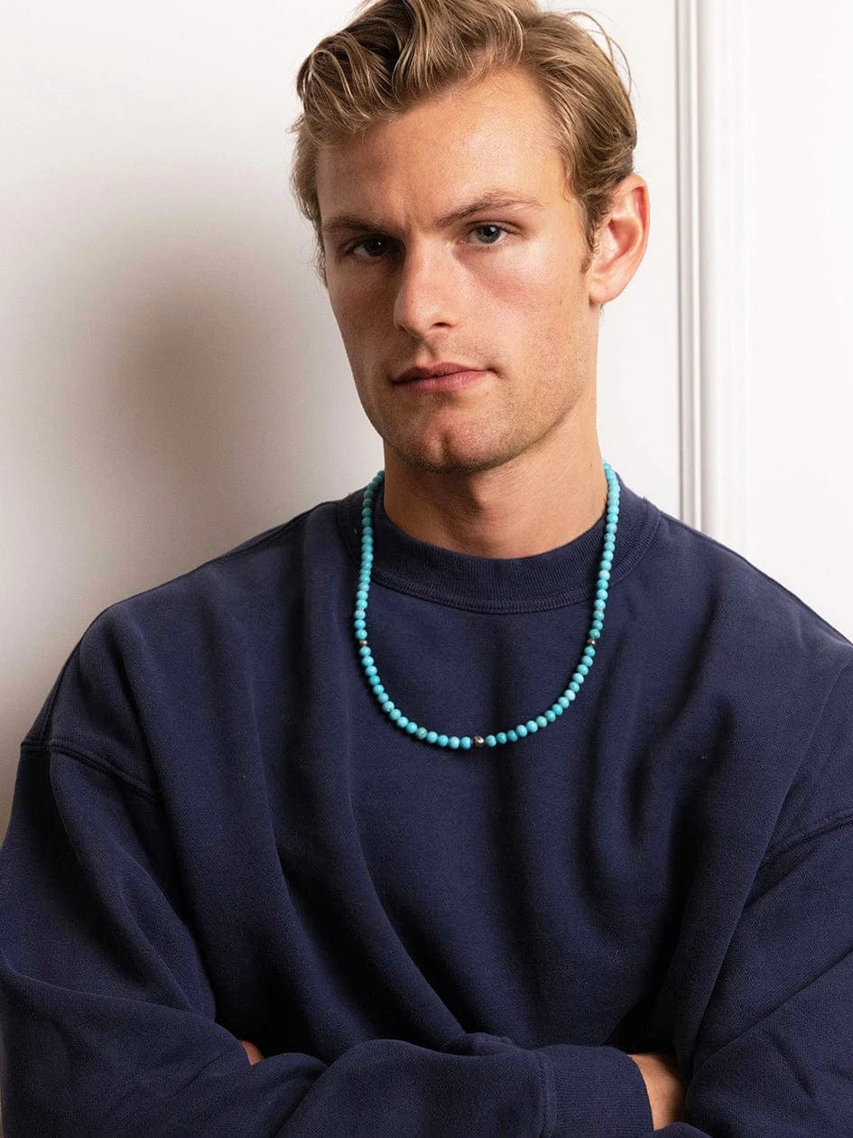 Nialaya Beaded Necklace With Turquoise And Silver 5 Nialaya Beaded Necklace With Turquoise And Silver - Image 5