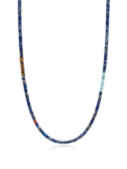 Nialaya Blue Lapis Heishi Necklace With Tiger Eye And Turquoise
