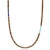 Nialaya Brown Tiger Eye Heishi Necklace With Blue Lapis And Turquoise