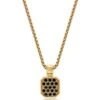 Nialaya Gold Necklace With Black CZ Square Pendant