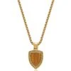 Nialaya Gold Necklace With Brown Tiger Eye Shield Pendant