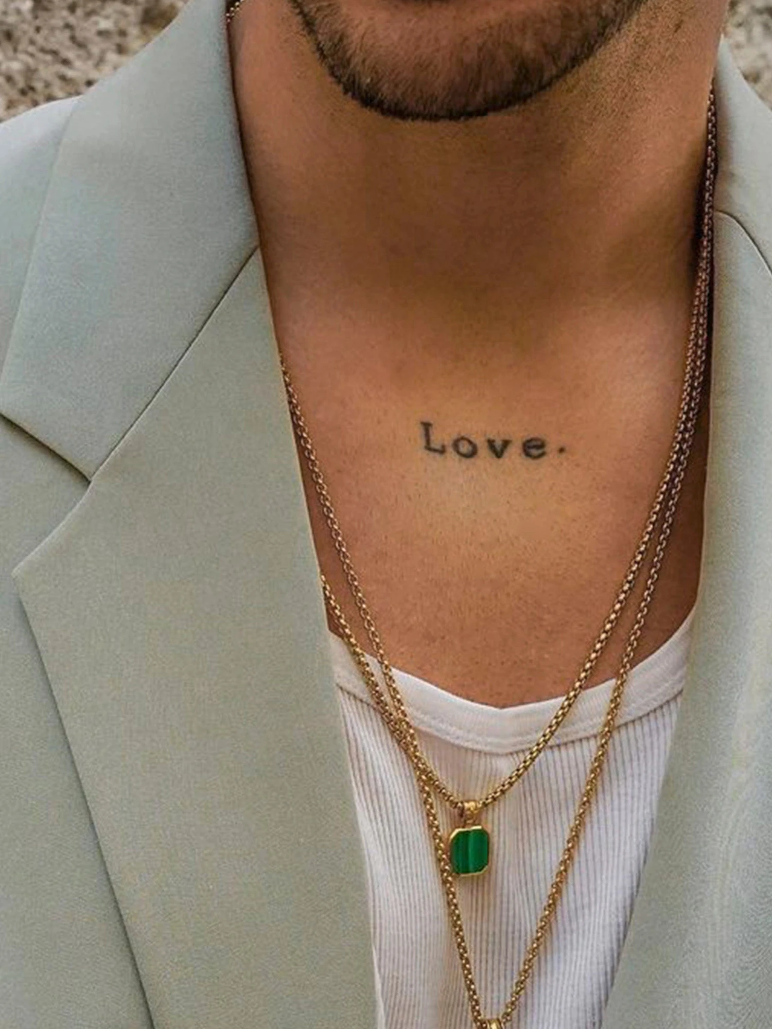 Nialaya Gold Necklace With Square Malachite Pendant 5 Nialaya Gold Necklace With Square Malachite Pendant - Image 5