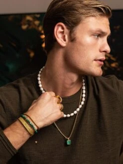 Nialaya Gold Necklace With Square Malachite Pendant 14 Nialaya Gold Necklace With Square Malachite Pendant -Nialaya Jewelry Store nialaya men s necklace gold necklace with square malachite pendant 29423947677768