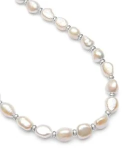 Nialaya Men's Baroque Pearl Necklace With Silver 11 Nialaya Men's Baroque Pearl Necklace With Silver -Nialaya Jewelry Store nialaya men s necklace men s baroque pearl choker with silver 20 inches 50 8 cm mnec 189 28663788208200