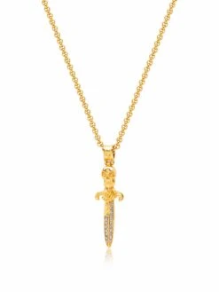 Nialaya Men's Golden Skull Sword Necklace