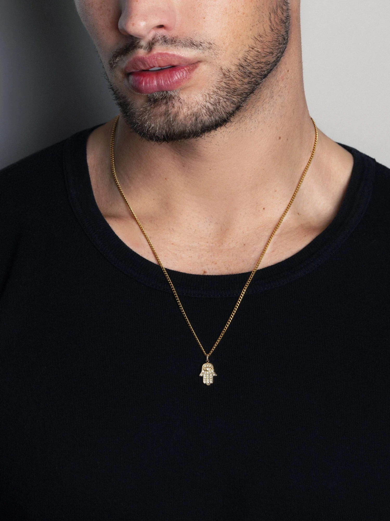 Nialaya Men's Hamsa Hand Necklace In Gold 2 Nialaya Men's Hamsa Hand Necklace In Gold - Image 2