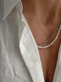 Nialaya Men's Mini Beaded Necklace With Pearls -Nialaya Jewelry Store nialaya men s necklace men s mini beaded necklace with pearls 20 inches short mnec 142 28799566774344