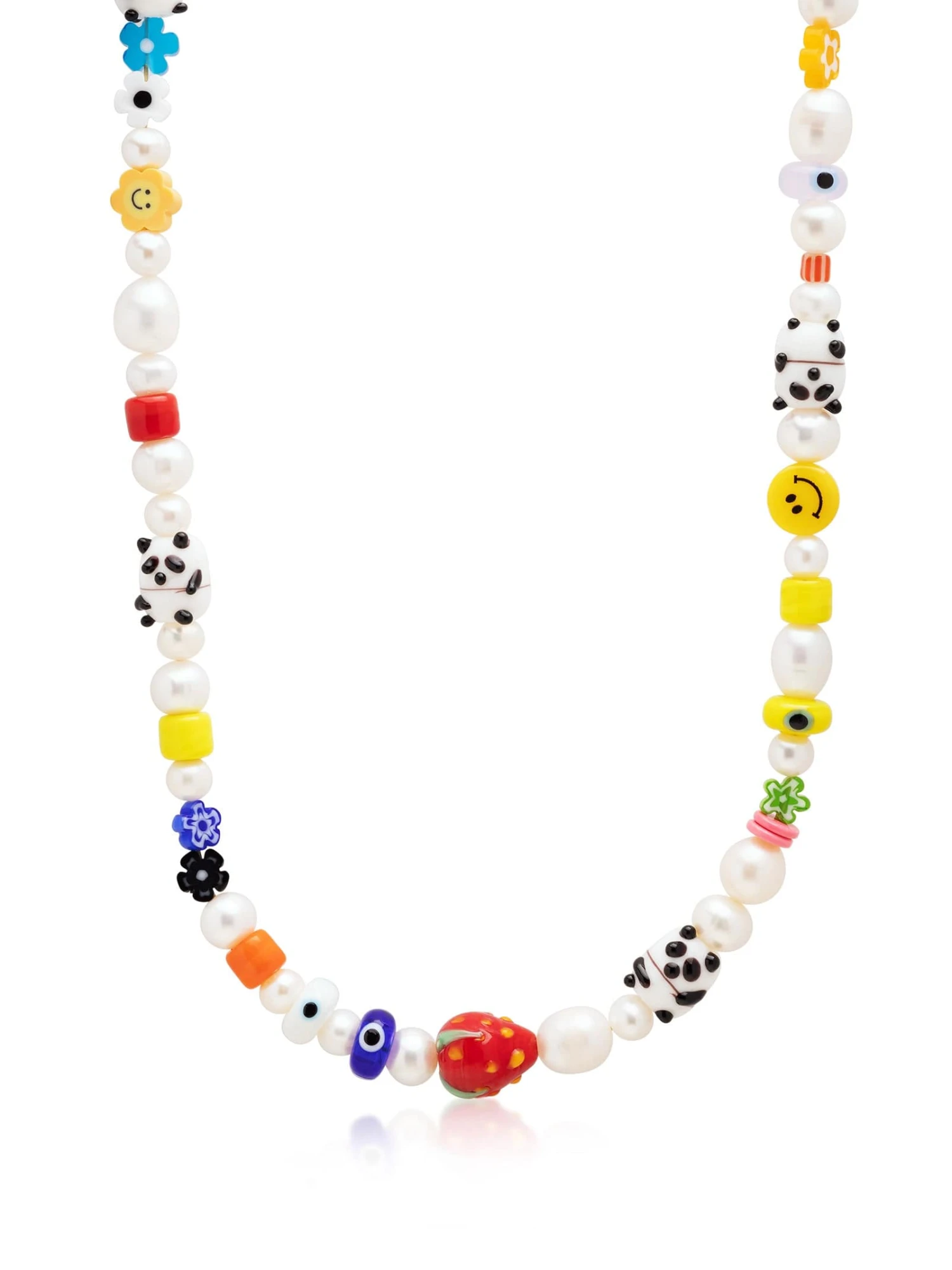 Nialaya Men's Panda Pearl Necklace With Assorted Beads 1 Nialaya Men's Panda Pearl Necklace With Assorted Beads