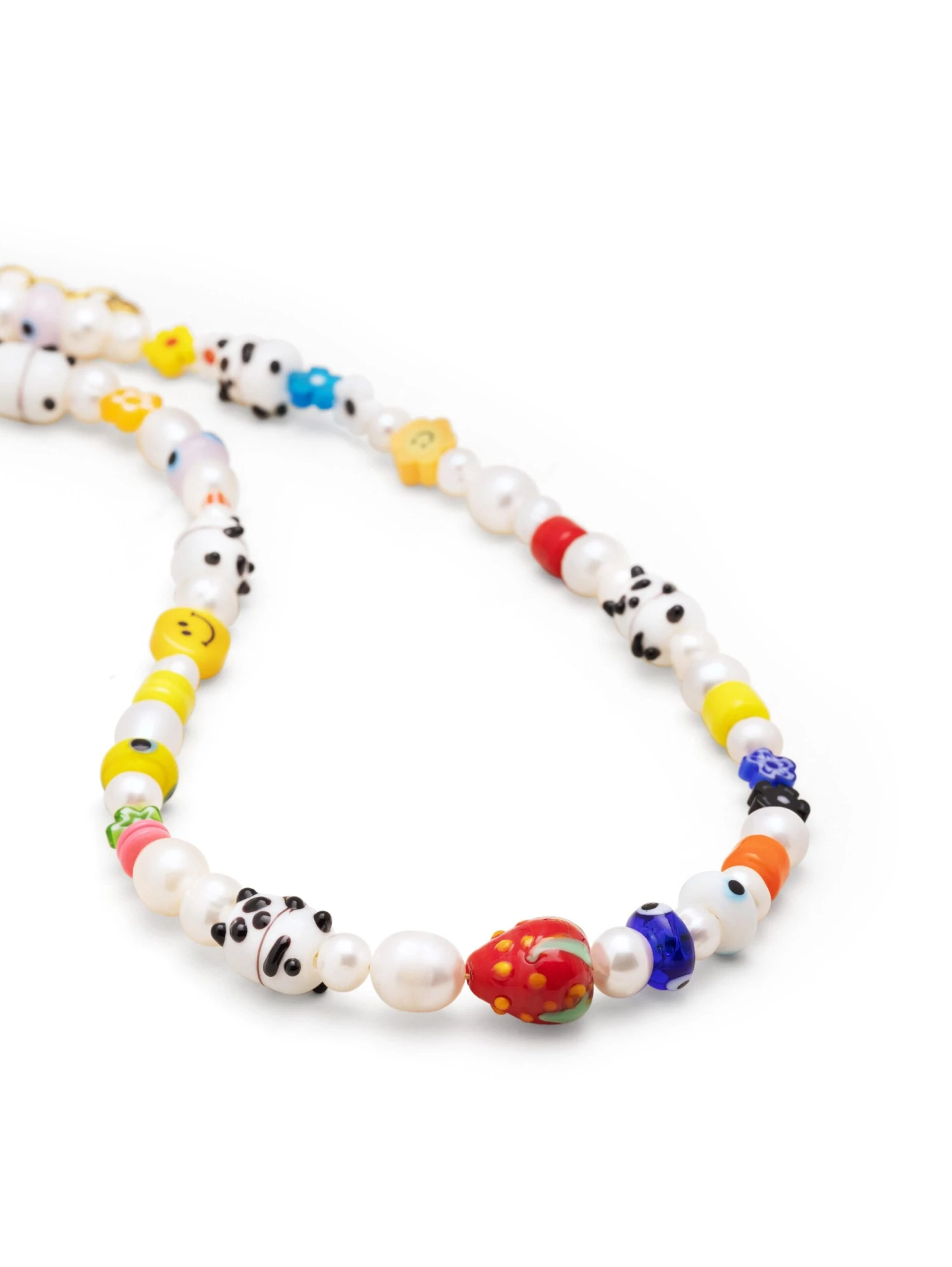 Nialaya Men's Panda Pearl Necklace With Assorted Beads 3 Nialaya Men's Panda Pearl Necklace With Assorted Beads - Image 3