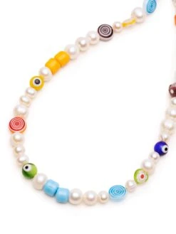 Nialaya Men's Pearl Necklace With Playful Glass Beads -Nialaya Jewelry Store nialaya men s necklace men s pearl choker with playful glass beads 20 inches 50 8 cm mnec 223 28973370605640
